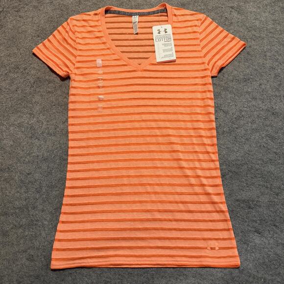 Under Armour Fitted Shirt S Semi-Sheer Stripe Charged Cotton Heatgear Retro Y2K - Picture 1 of 9